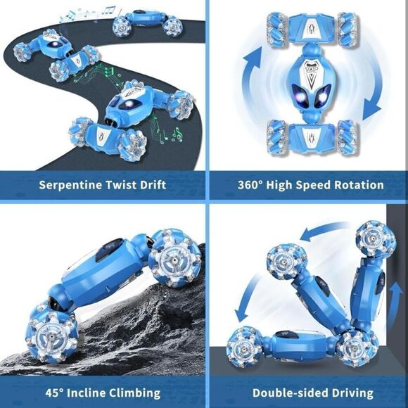 Sensing RC Stunt Car Birthday Gifts Toys for Kids Blue Remote Control Car New - Picture 5 of 8